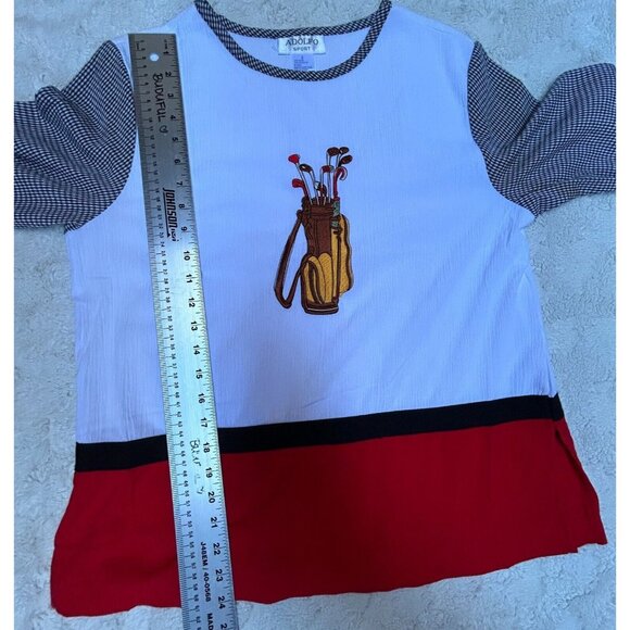 Adolfo Sport Womens Embroidered Golf Top Small White Red Long Sleeve Lightweight - Picture 8 of 8